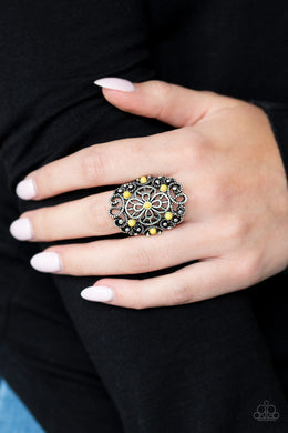 Paparazzi Floral Fancies - Yellow - Ring - $5 Jewelry with Ashley Swint