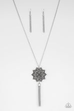 Load image into Gallery viewer, Paparazzi From Sunup To Sundown - Silver Sunburst Pendant - Necklace and matching Earrings - $5 Jewelry With Ashley Swint