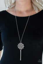 Load image into Gallery viewer, Paparazzi From Sunup To Sundown - Silver Sunburst Pendant - Necklace and matching Earrings - $5 Jewelry With Ashley Swint