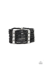 Load image into Gallery viewer, Paparazzi Get In Line - Black Beads - White Rhinestones - Stretchy Band Bracelet - $5 Jewelry With Ashley Swint