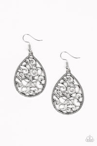 Paparazzi Im Doing VINE - Silver - Filigree Silver Teardrop - Earrings - $5 Jewelry With Ashley Swint