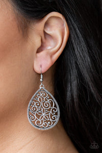 Paparazzi Im Doing VINE - Silver - Filigree Silver Teardrop - Earrings - $5 Jewelry With Ashley Swint