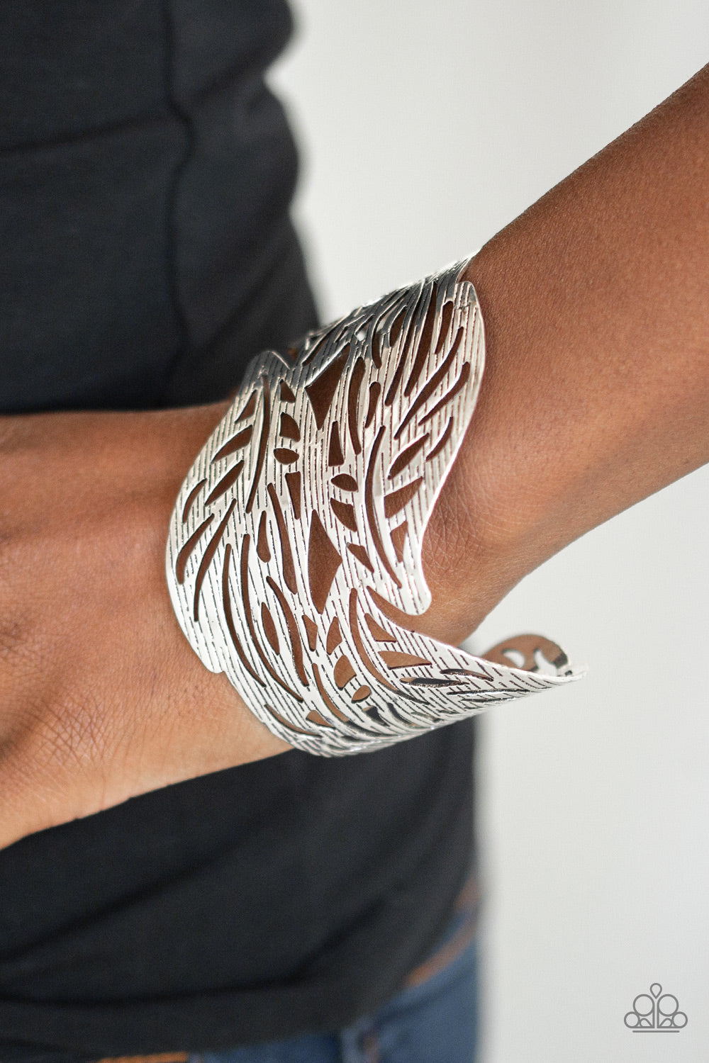 Paparazzi Leafy Lei - Silver - Finely Etched Leafy Silver - Cuff Bracelet - $5 Jewelry With Ashley Swint
