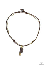 Load image into Gallery viewer, Paparazzi Magic Bullet - Brass - Beaded Chain / Brown Cording - Leather Bullet Pendant - Necklace - $5 Jewelry with Ashley Swint