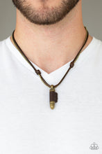 Load image into Gallery viewer, Paparazzi Magic Bullet - Brass - Beaded Chain / Brown Cording - Leather Bullet Pendant - Necklace - $5 Jewelry with Ashley Swint