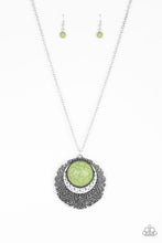 Load image into Gallery viewer, Paparazzi Medallion Meadow - Green Stone - Silver Necklace and matching Earrings - $5 Jewelry With Ashley Swint