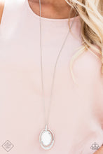 Load image into Gallery viewer, Paparazzi Metro Must-Have - White Gem - Silver Necklace - Fashion Fix / Trend Blend Exclusive August 2019 - $5 Jewelry With Ashley Swint