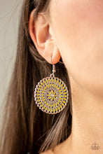 Load image into Gallery viewer, Paparazzi PINWHEEL and Deal - Yellow - White Rhinestones - Earrings - $5 Jewelry with Ashley Swint