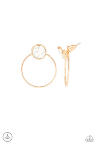 Paparazzi Simply Stone Dweller - Gold - Double Sided - Post Earrings - $5 Jewelry with Ashley Swint