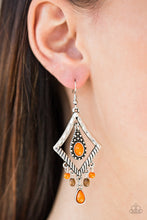 Load image into Gallery viewer, Paparazzi Southern Sunsets - Orange - Silver Teardrop - Earrings - $5 Jewelry with Ashley Swint