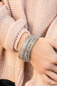 Paparazzi Tribal Tycoon - Silver - Bangles - GORGEOUS Set of 5 Bracelets - Fashion Fix Exclusive November 2019 - $5 Jewelry with Ashley Swint
