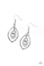Load image into Gallery viewer, Paparazzi Breaking Glass Ceilings - Silver - Marquise Shaped Pearly Center - White Rhinestones - Earrings - $5 Jewelry With Ashley Swint