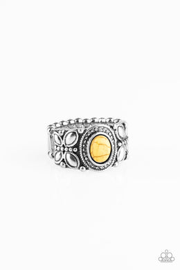 Paparazzi Butterfly Belle - Yellow Stone - Silver Butterfly - Ring - $5 Jewelry With Ashley Swint