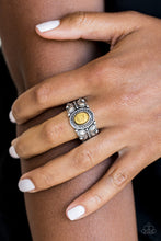 Load image into Gallery viewer, Paparazzi Butterfly Belle - Yellow Stone - Silver Butterfly - Ring - $5 Jewelry With Ashley Swint