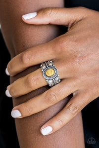 Paparazzi Butterfly Belle - Yellow Stone - Silver Butterfly - Ring - $5 Jewelry With Ashley Swint