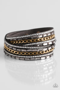 Paparazzi Cheaters Never Prosper -Gold - Emerald Cut Rhinestones - Double Wrap Bracelet - $5 Jewelry With Ashley Swint