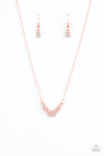 Load image into Gallery viewer, Paparazzi Classically Classic - Copper - White Rhinestones - Necklace &amp; Earrings - $5 Jewelry With Ashley Swint