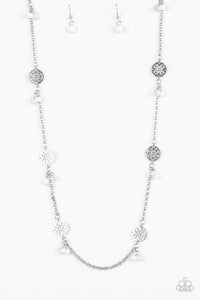 Paparazzi Color Boost - White - Silver Necklace and matching Earrings - $5 Jewelry With Ashley Swint