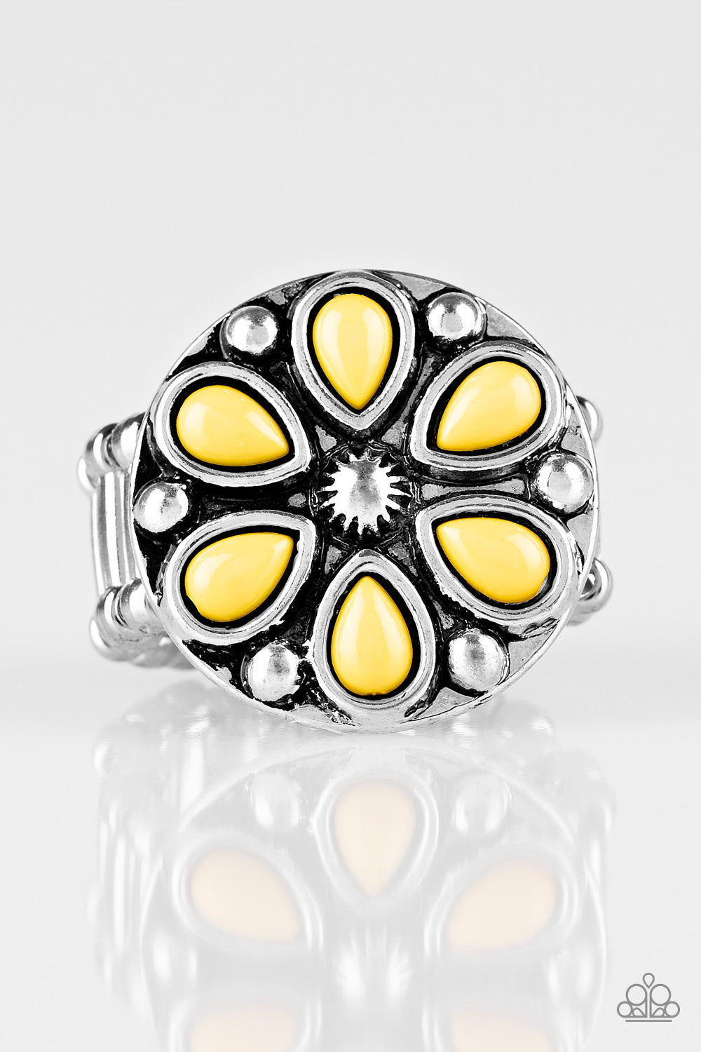 Paparazzi Color Me Calla Lily - Yellow Beads - Flower Ring - $5 Jewelry with Ashley Swint