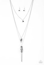 Load image into Gallery viewer, Paparazzi Crystal Cruiser - Black - and Smoky Crystal Beads - Silver Chain Necklace &amp; Earrings - $5 Jewelry With Ashley Swint