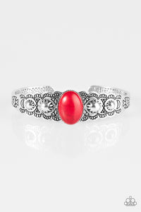 Paparazzi Desert Escapade - Red - Stone - Shimmery Silver Cuff Bracelet - $5 Jewelry With Ashley Swint
