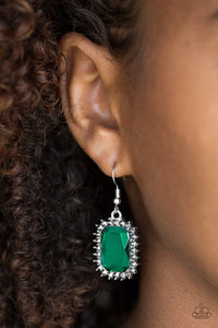 Paparazzi Downtown Dapper - Green Emerald Cut Gem - Earrings - $5 Jewelry With Ashley Swint