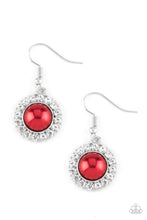 Load image into Gallery viewer, Paparazzi Fashion Show Celebrity - Red - Pearly Bead - White Rhinestone Earrings - $5 Jewelry with Ashley Swint