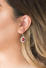 Load image into Gallery viewer, Paparazzi Fashion Show Celebrity - Red - Pearly Bead - White Rhinestone Earrings - $5 Jewelry with Ashley Swint
