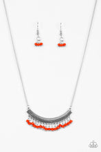 Load image into Gallery viewer, Paparazzi Fringe Fever - Red - Faceted Cherry Tomato Beads - Silver Crescent Necklace &amp; Earrings - $5 Jewelry With Ashley Swint