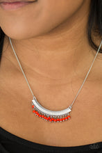 Load image into Gallery viewer, Paparazzi Fringe Fever - Red - Faceted Cherry Tomato Beads - Silver Crescent Necklace &amp; Earrings - $5 Jewelry With Ashley Swint