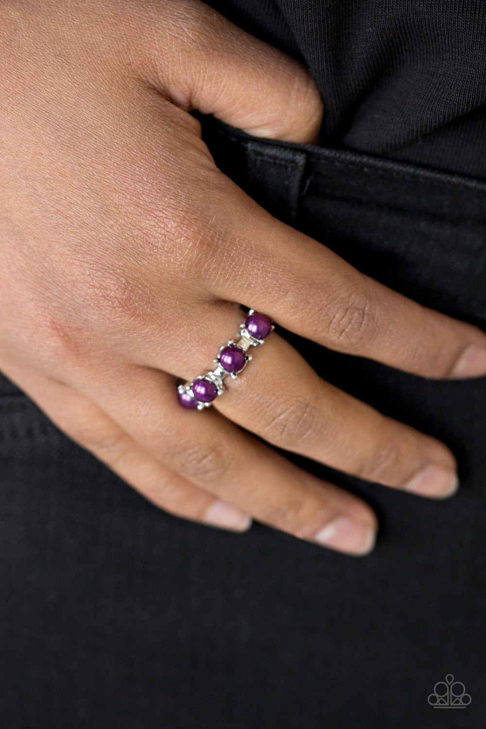 Paparazzi More Or PRICELESS - Purple - Beads - Silver Band Dainty Ring - $5 Jewelry With Ashley Swint