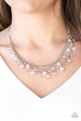 Paparazzi Ocean Odyssey - Pink  - Silver Chains Necklace & Earrings - $5 Jewelry With Ashley Swint