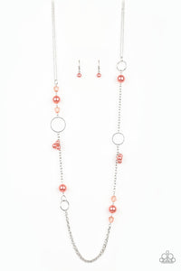 Paparazzi Pageant Princess - Orange / Coral - Necklace and matching Earrings - $5 Jewelry With Ashley Swint