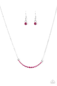 Paparazzi Rockin Rhinestones - Pink Rhinestones - Silver Necklace and matching Earrings - $5 Jewelry With Ashley Swint