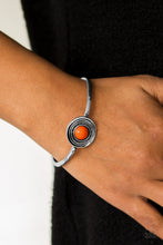Load image into Gallery viewer, Paparazzi Sahara Sunshine - Orange - Bead - Silver Cuff Bracelet - $5 Jewelry With Ashley Swint