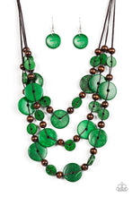 Load image into Gallery viewer, Paparazzi South Beach Summer - Green Wooden Necklace and matching Earrings - $5 Jewelry With Ashley Swint