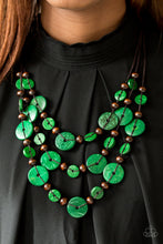 Load image into Gallery viewer, Paparazzi South Beach Summer - Green Wooden Necklace and matching Earrings - $5 Jewelry With Ashley Swint