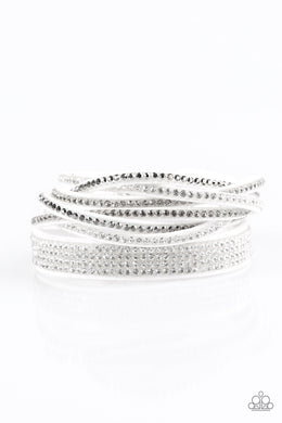 Paparazzi Taking Care Of Business - White - Wrap Snap Bracelet - $5 Jewelry With Ashley Swint