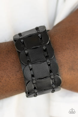 Paparazzi Traffic Control - Black - Leather Band - Snap Bracelet - $5 Jewelry With Ashley Swint