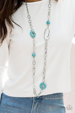 Load image into Gallery viewer, Paparazzi Artisan Artifact - Blue Turquoise Stone - Large Silver Links Necklace - Fashion Fix Exclusive September 2019 - $5 Jewelry With Ashley Swint