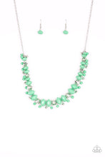 Load image into Gallery viewer, Paparazzi BRAGS To Riches - Green Beads - Silver Necklace and matching Earrings - $5 Jewelry With Ashley Swint