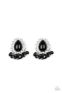 Paparazzi Castle Cameo - Black Beads - White Rhinestones - Post Earrings - $5 Jewelry with Ashley Swint