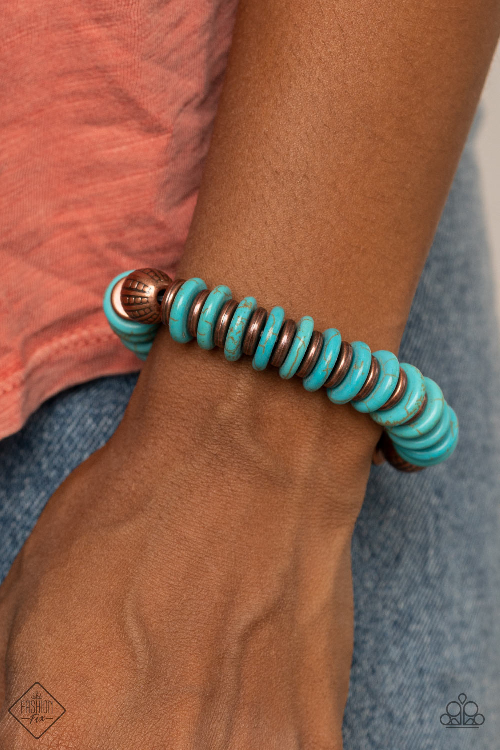 Paparazzi Eco Experience - Copper - Turquoise - Bracelet - Trend Blend / Fashion Fix Exclusive November 2020 - $5 Jewelry with Ashley Swint