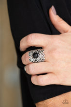 Load image into Gallery viewer, Paparazzi Flower Shower - Black - Silver Flowers - Ring - $5 Jewelry with Ashley Swint