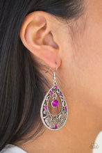 Load image into Gallery viewer, Paparazzi Gotta Get That Glow - Pink Rhinestones - Silver Filigree - Earrings - $5 Jewelry with Ashley Swint