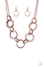 Load image into Gallery viewer, Paparazzi Jump Into The Ring - Copper - Double and Triple Hoops - Necklace and matching Earrings - $5 Jewelry With Ashley Swint