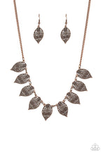 Load image into Gallery viewer, Paparazzi Leafy Lagoon - Copper Leaf - Necklace and matching Earrings - $5 Jewelry With Ashley Swint