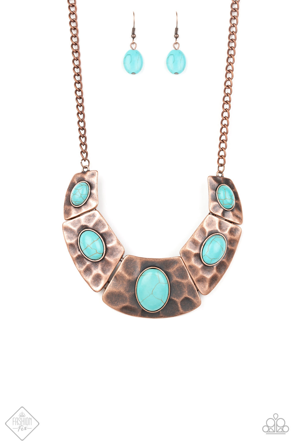 Paparazzi RULER In Favor Copper Blue Turquoise Stone Necklace
