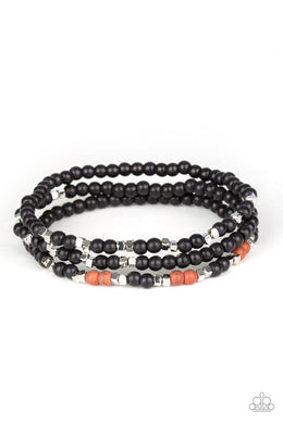 Paparazzi Santa Fe Flavor - Black Beads - Earthy Brown Beads - Set of 3 Stretchy Band Bracelets - $5 Jewelry With Ashley Swint