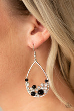 Load image into Gallery viewer, Paparazzi Town Car - Black Beads - White Rhinestones - Silver Teardrop - Earrings - $5 Jewelry With Ashley Swint